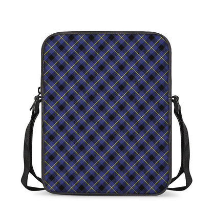 Blue Black And Yellow Plaid Print Rectangular Crossbody Bag