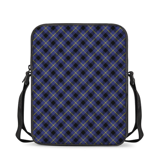Blue Black And Yellow Plaid Print Rectangular Crossbody Bag