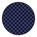 Blue Black And Yellow Plaid Print Round Floor Mat