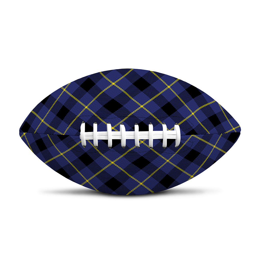 Blue Black And Yellow Plaid Print Rugby Ball