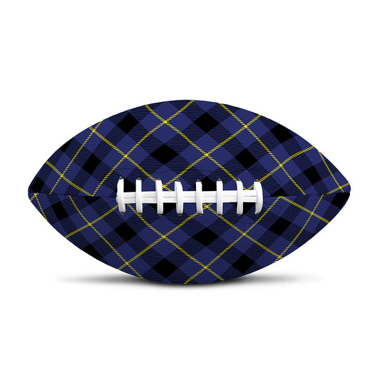 Blue Black And Yellow Plaid Print Rugby Ball