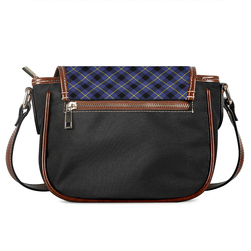 Blue Black And Yellow Plaid Print Saddle Bag
