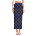 Blue Black And Yellow Plaid Print Side Slit Maxi Skirt