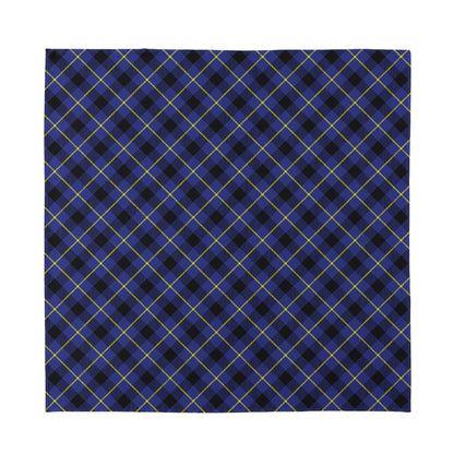 Blue Black And Yellow Plaid Print Silk Bandana