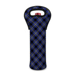Blue Black And Yellow Plaid Print Single Neoprene Wine Tote