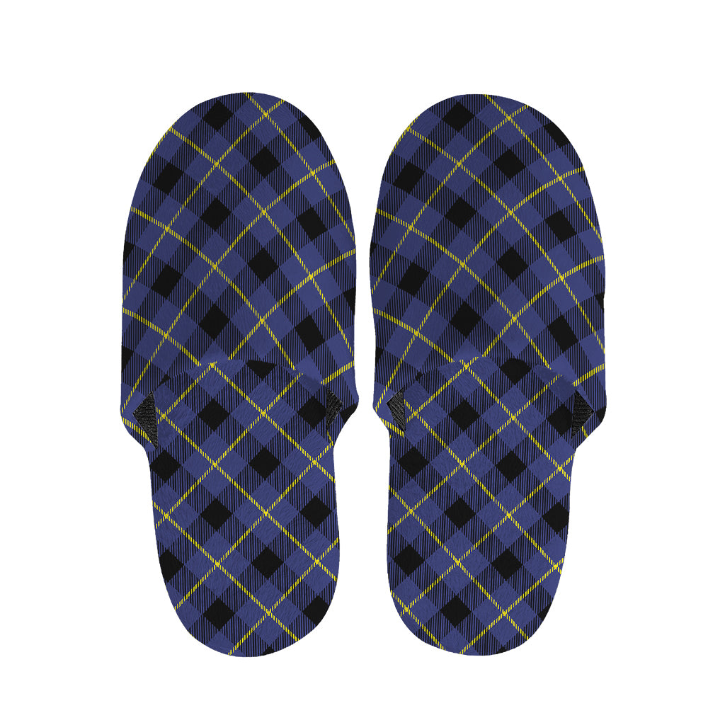 Blue Black And Yellow Plaid Print Slippers