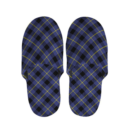 Blue Black And Yellow Plaid Print Slippers