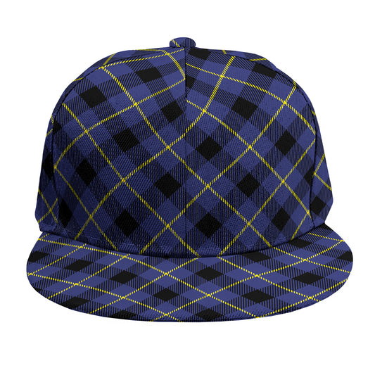 Blue Black And Yellow Plaid Print Snapback Cap