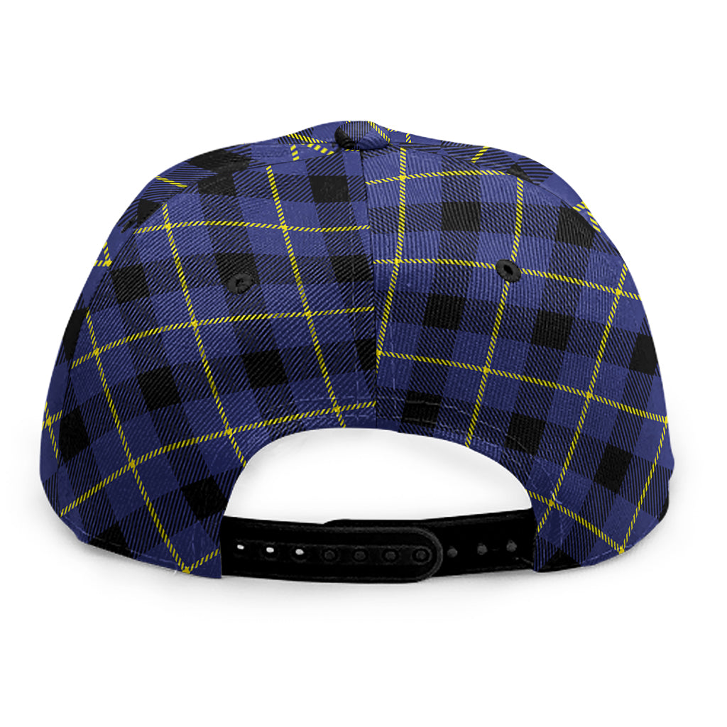 Blue Black And Yellow Plaid Print Snapback Cap