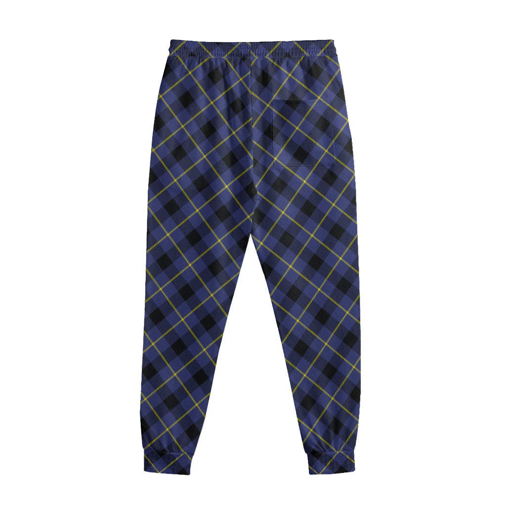 Blue Black And Yellow Plaid Print Sweatpants