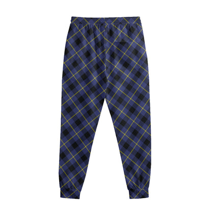 Blue Black And Yellow Plaid Print Sweatpants