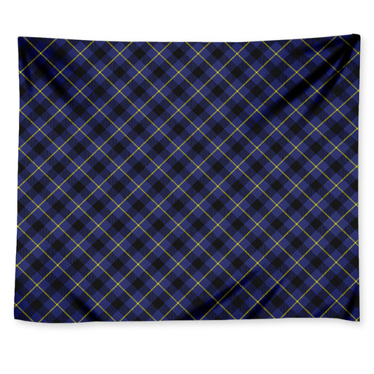 Blue Black And Yellow Plaid Print Tapestry