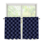 Blue Black And Yellow Plaid Print Tier Curtains