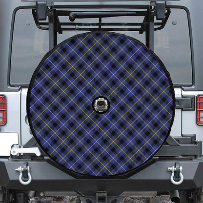 Blue Black And Yellow Plaid Print Tire Cover With Camera Hole