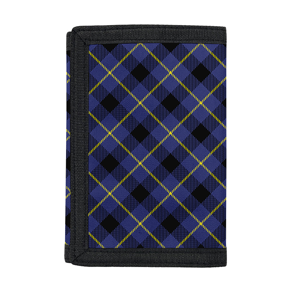 Blue Black And Yellow Plaid Print Trifold Wallet
