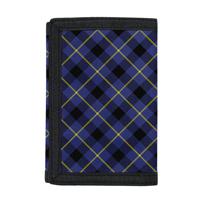 Blue Black And Yellow Plaid Print Trifold Wallet