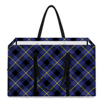 Blue Black And Yellow Plaid Print Utility Tote Bag