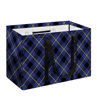 Blue Black And Yellow Plaid Print Utility Tote Bag