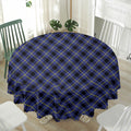 Blue Black And Yellow Plaid Print Waterproof Round Tablecloth