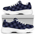 Blue Black And Yellow Plaid Print White Chunky Shoes