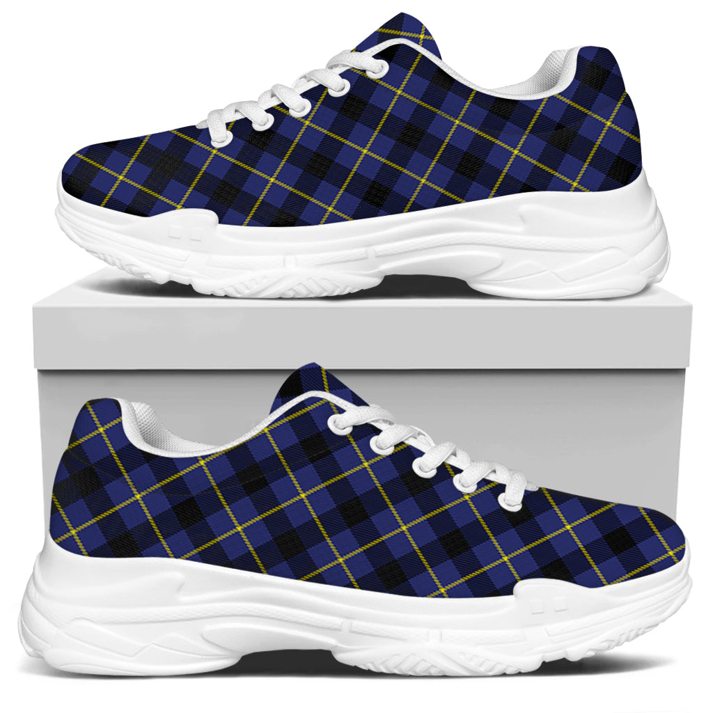 Blue Black And Yellow Plaid Print White Chunky Shoes