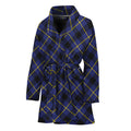 Blue Black And Yellow Plaid Print Women's Bathrobe