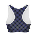 Blue Black And Yellow Plaid Print Women's Sports Bra