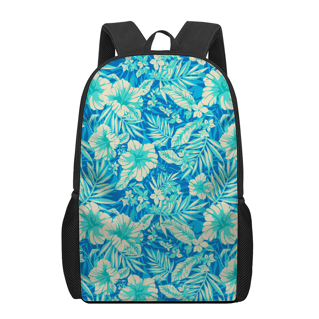 Blue Blossom Tropical Pattern Print 17 Inch Backpack