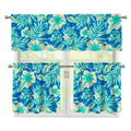Blue Blossom Tropical Pattern Print 3 Piece Kitchen Curtains