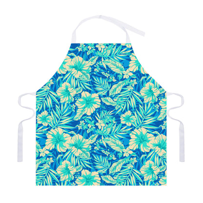 Blue Blossom Tropical Pattern Print Adjustable Apron
