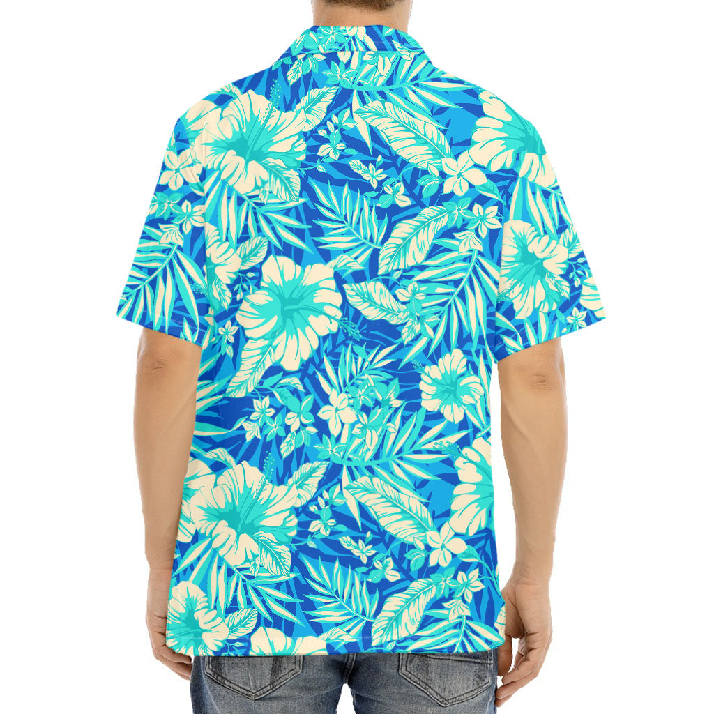 Blue Blossom Tropical Pattern Print Aloha Shirt