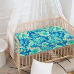 Blue Blossom Tropical Pattern Print Baby Crib Sheet