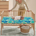 Blue Blossom Tropical Pattern Print Baby Crib Sheet