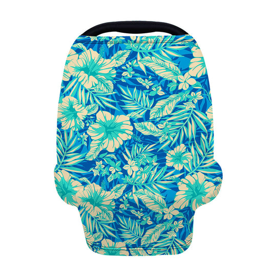 Blue Blossom Tropical Pattern Print Baby Seat Cover