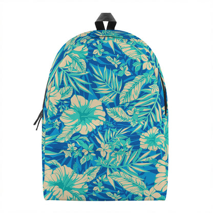 Blue Blossom Tropical Pattern Print Backpack