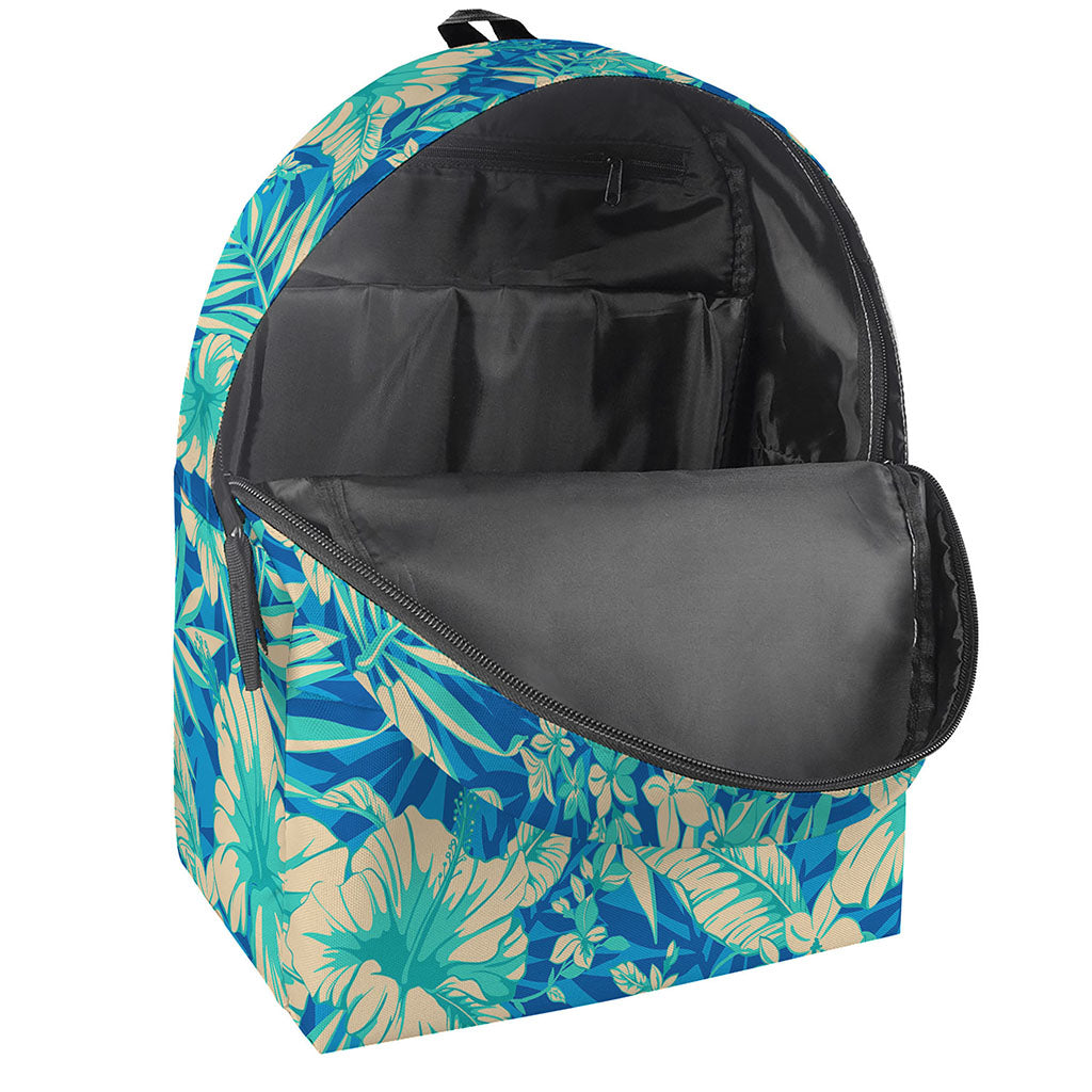 Blue Blossom Tropical Pattern Print Backpack