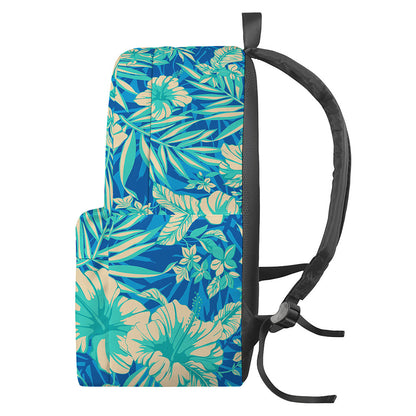 Blue Blossom Tropical Pattern Print Backpack