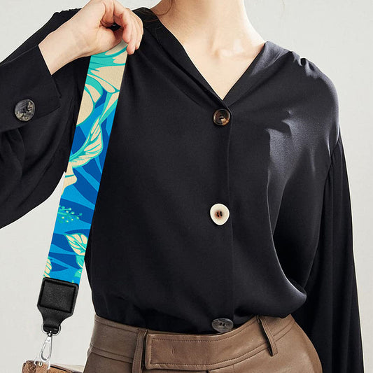 Blue Blossom Tropical Pattern Print Bag Strap