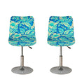 Blue Blossom Tropical Pattern Print Bar Stool Covers