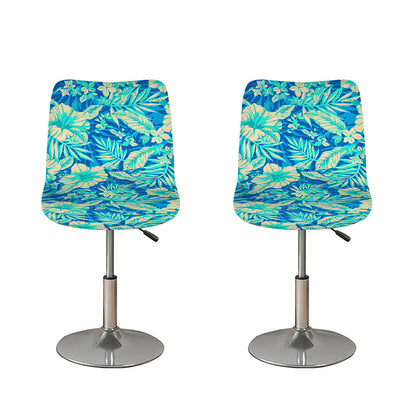 Blue Blossom Tropical Pattern Print Bar Stool Covers