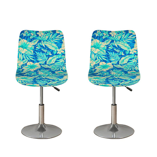 Blue Blossom Tropical Pattern Print Bar Stool Covers