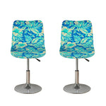 Blue Blossom Tropical Pattern Print Bar Stool Covers