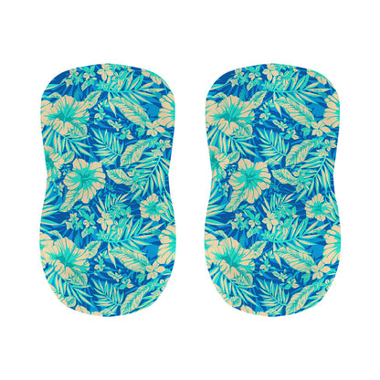 Blue Blossom Tropical Pattern Print Bar Stool Covers