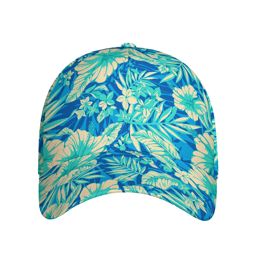 Blue Blossom Tropical Pattern Print Baseball Cap
