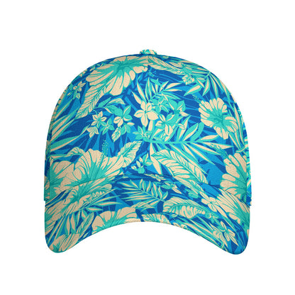 Blue Blossom Tropical Pattern Print Baseball Cap