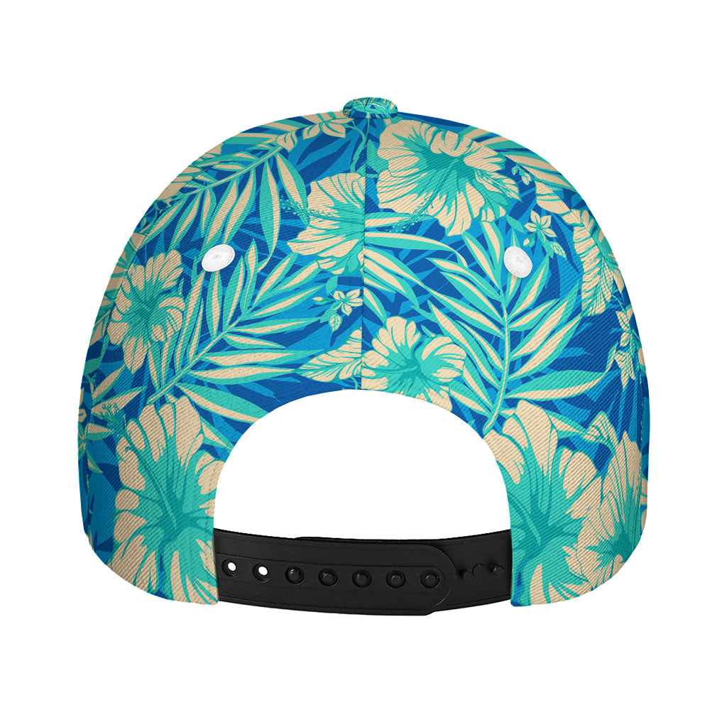 Blue Blossom Tropical Pattern Print Baseball Cap