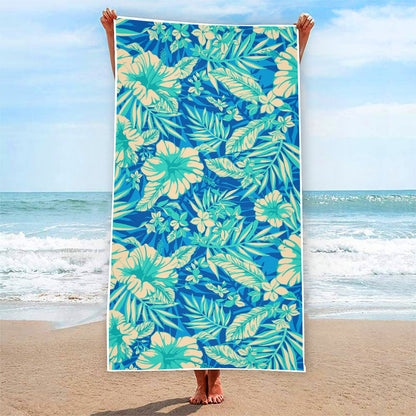 Blue Blossom Tropical Pattern Print Beach Towel