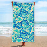 Blue Blossom Tropical Pattern Print Beach Towel