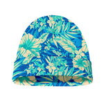 Blue Blossom Tropical Pattern Print Beanie