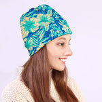 Blue Blossom Tropical Pattern Print Beanie